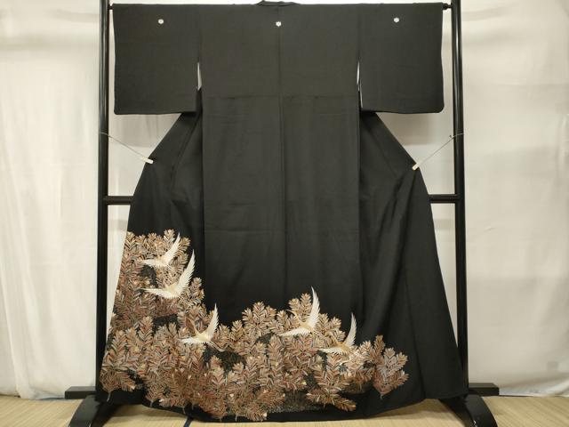 平和屋着物■豪華黒留袖 飛鶴松葉文 正絹 逸品 CABJ2816ev