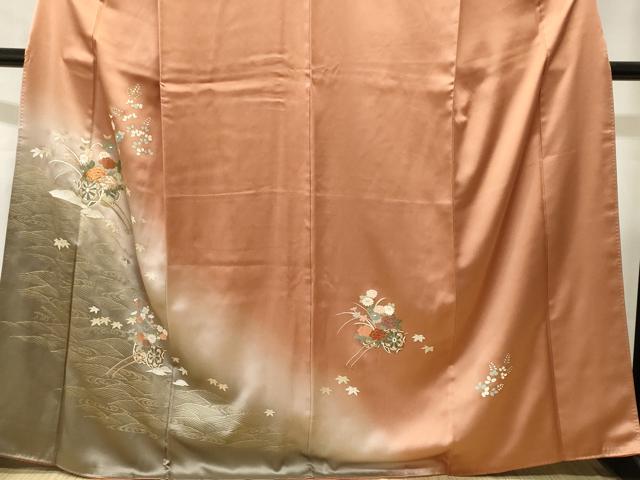 平和屋着物■訪問着 駒刺繍 流水花車文 暈し染め 金彩 正絹 逸品 CABJ2817ev