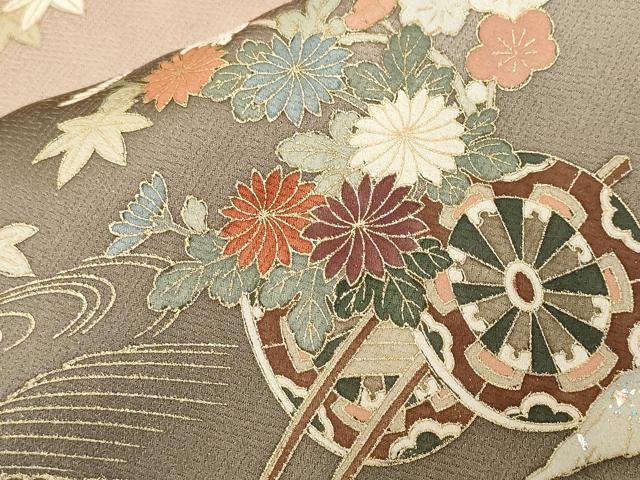平和屋着物■訪問着 駒刺繍 流水花車文 暈し染め 金彩 正絹 逸品 CABJ2817ev