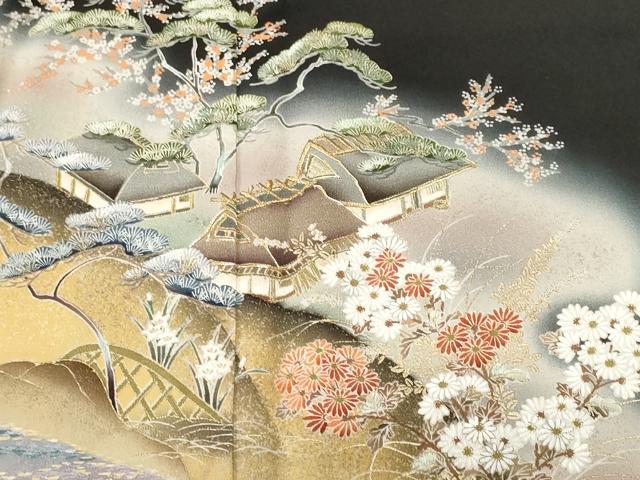 平和屋着物■豪華黒留袖 萬寿染 御所解文 暈し染め 正絹 逸品 CABJ2819ev