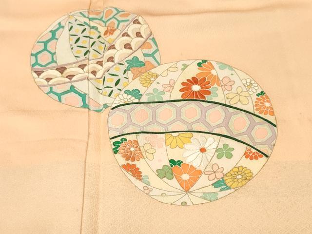 平和屋着物■訪問着 刺繍 毬吉祥花文 正絹 逸品 CABJ2822ev