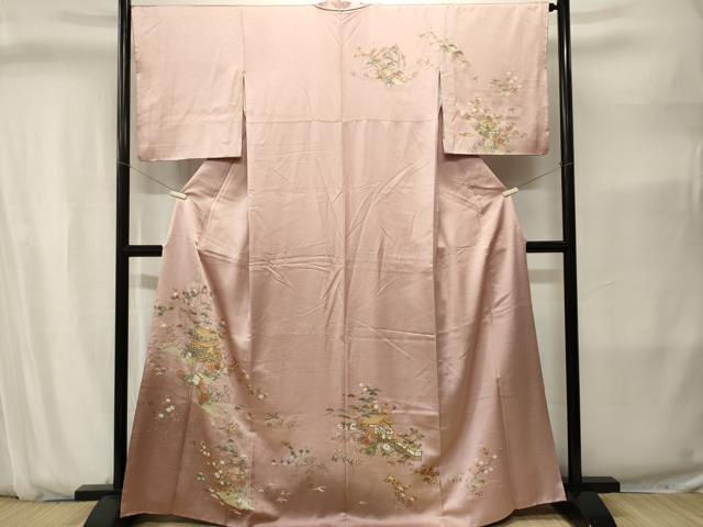 平和屋着物■訪問着 松竹梅風景花鳥文 暈し染め 金彩 正絹 逸品 CABJ2825ev