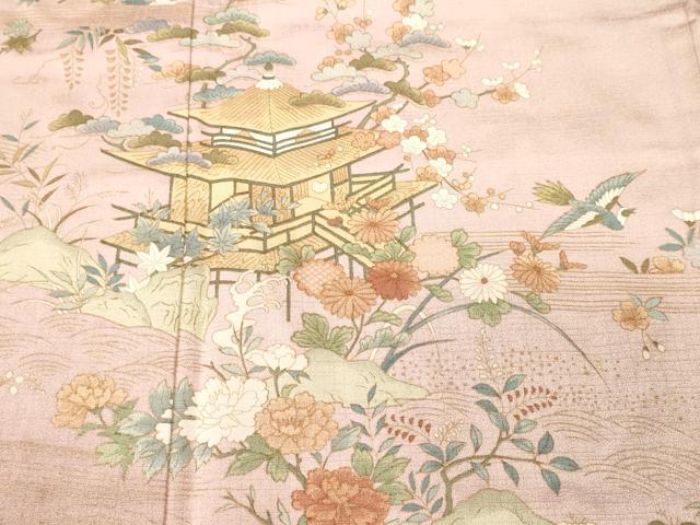 平和屋着物■訪問着 松竹梅風景花鳥文 暈し染め 金彩 正絹 逸品 CABJ2825ev
