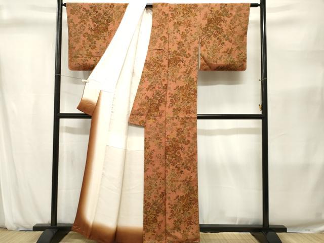 平和屋着物■上質な小紋 更紗枝花文 正絹 逸品 CABJ2837ev