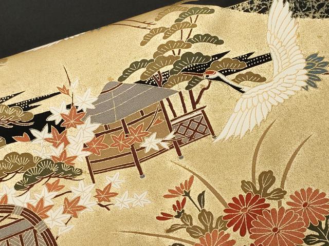 平和屋着物■豪華黒留袖 駒刺繍 流水松竹梅飛鶴文 金彩 正絹 逸品 CABJ2847ev