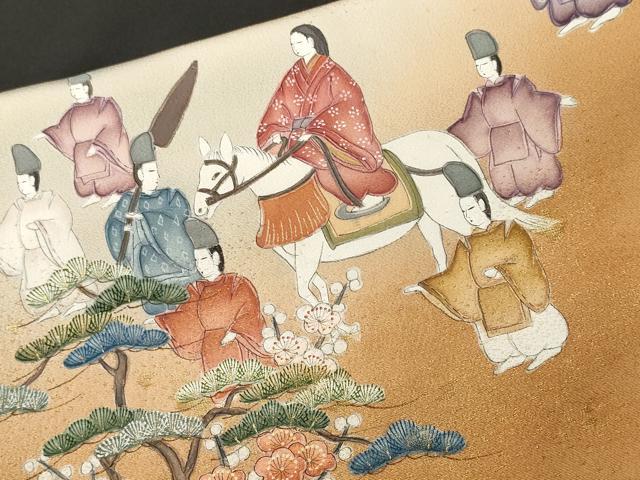 平和屋着物■豪華黒留袖 作家物 寿光織 御所車人物風景文 暈し染め 金糸 正絹 逸品 CABJ2863ev