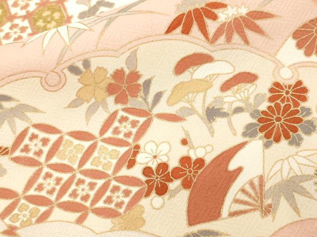 平和屋着物■訪問着 刺繍 雪輪吉祥道長花文 金彩 正絹 逸品 CABJ2867ev