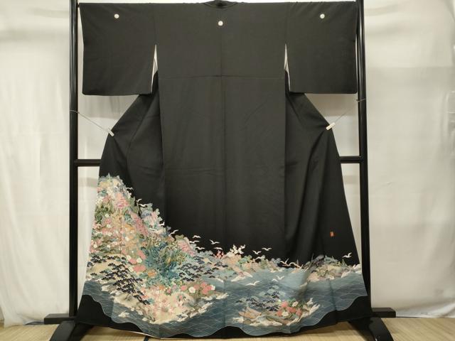 平和屋着物■豪華黒留袖 作家物 飛鶴 舟 御所解文 暈し染め 正絹 逸品 CABJ2871ev