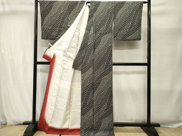 平和屋着物■上質な小紋 切嵌吉祥文 黒地 正絹 逸品 CABJ2875ev