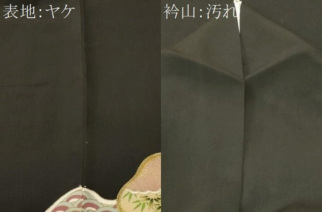 平和屋着物■豪華黒留袖 駒刺繍 立波鳳凰吉祥花文 金彩 正絹 逸品 CABJ2894ev