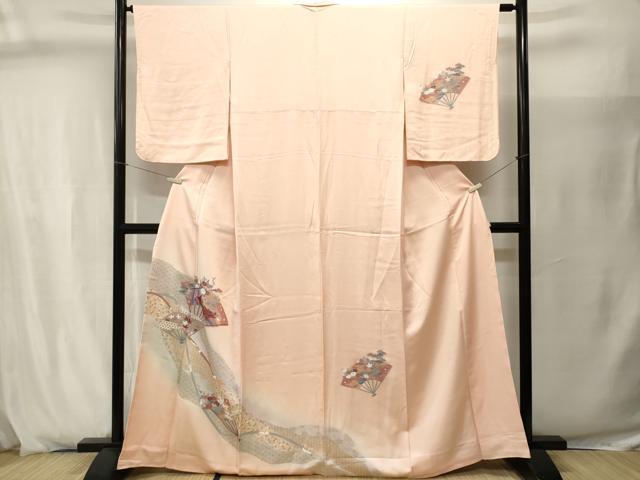 平和屋着物■訪問着 十二単 扇面草花文 暈し染め 金銀彩 正絹 逸品 CABJ2895ev