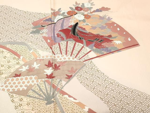 平和屋着物■訪問着 十二単 扇面草花文 暈し染め 金銀彩 正絹 逸品 CABJ2895ev