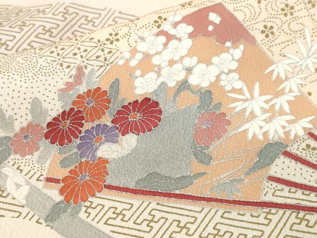 平和屋着物■訪問着 十二単 扇面草花文 暈し染め 金銀彩 正絹 逸品 CABJ2895ev
