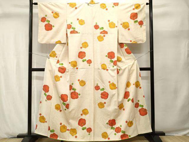 平和屋着物■上質な小紋 梅文 金彩 正絹 逸品 CABJ2896ev