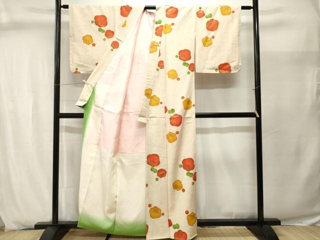 平和屋着物■上質な小紋 梅文 金彩 正絹 逸品 CABJ2896ev