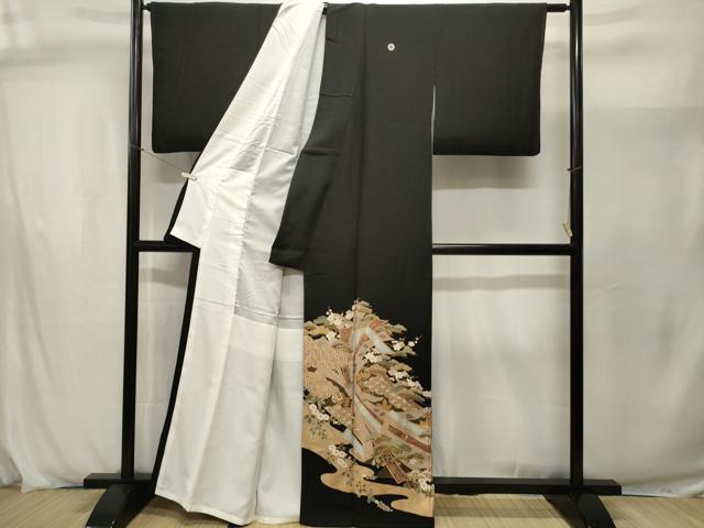 平和屋着物■豪華黒留袖 束ね熨斗吉祥宝尽し梅松文 金銀彩 正絹 逸品 CABJ2916ev