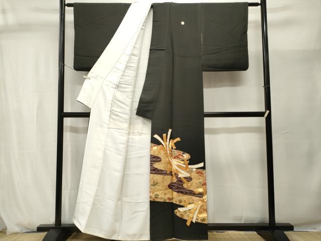 平和屋着物■豪華黒留袖 作家物 駒刺繍 束ね熨斗宝尽し文 松竹梅 金彩 正絹 逸品 CABJ2918ev