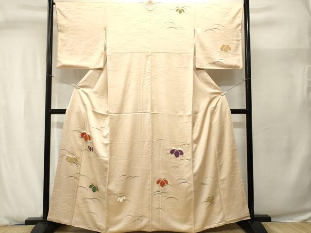 平和屋着物■訪問着 駒刺繍 桐 芝草文 正絹 逸品 CABJ2922ev
