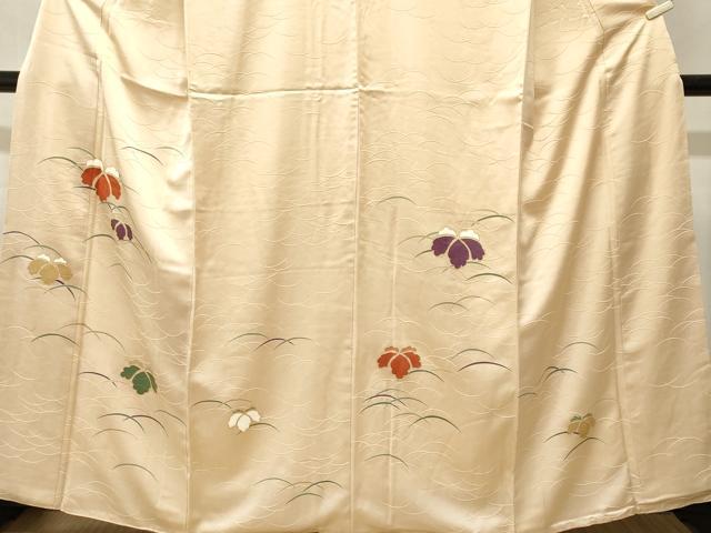平和屋着物■訪問着 駒刺繍 桐 芝草文 正絹 逸品 CABJ2922ev