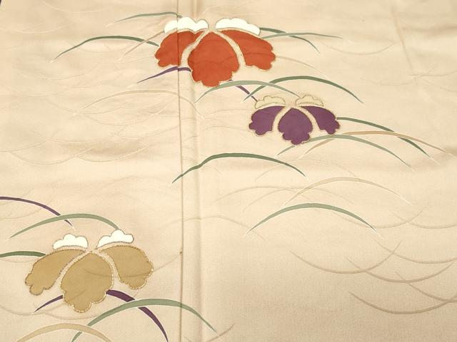 平和屋着物■訪問着 駒刺繍 桐 芝草文 正絹 逸品 CABJ2922ev
