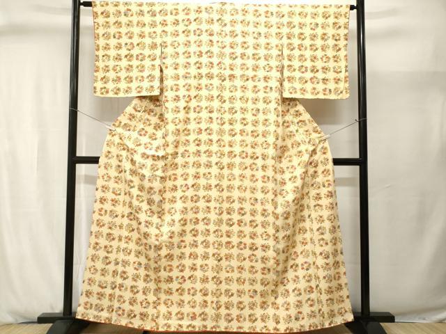 平和屋着物■上質な小紋 草花丸文 正絹 逸品 CABJ2936ev