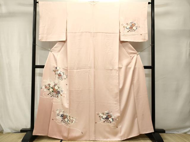 平和屋着物■訪問着 片輪車草花文 暈し染め 金彩 正絹 逸品 CABJ2937ev
