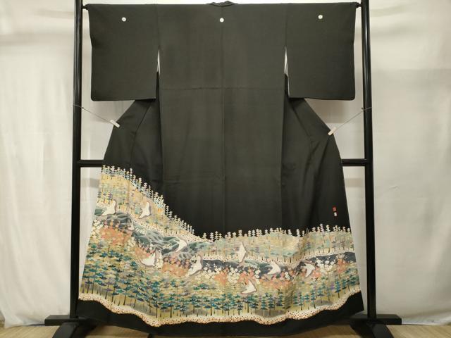 平和屋着物■豪華黒留袖 作家物 飛鶴浜松文 正絹 逸品 CABJ2938ev