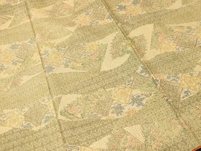 平和屋着物■本場染大島紬 扇面菱花文 正絹 逸品 CABJ2939ev
