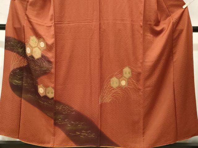 平和屋着物■訪問着 芒亀甲花文 金彩 正絹 逸品 CABJ2943ev