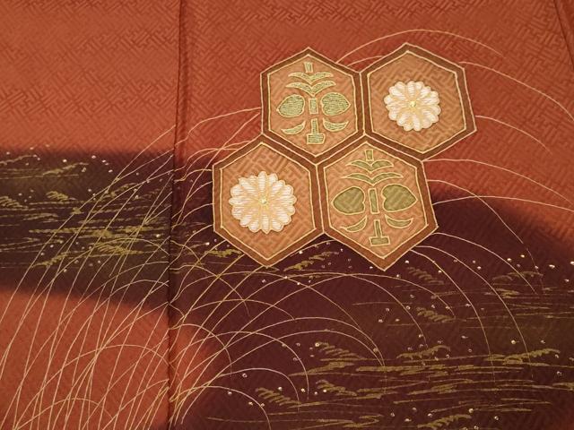 平和屋着物■訪問着 芒亀甲花文 金彩 正絹 逸品 CABJ2943ev