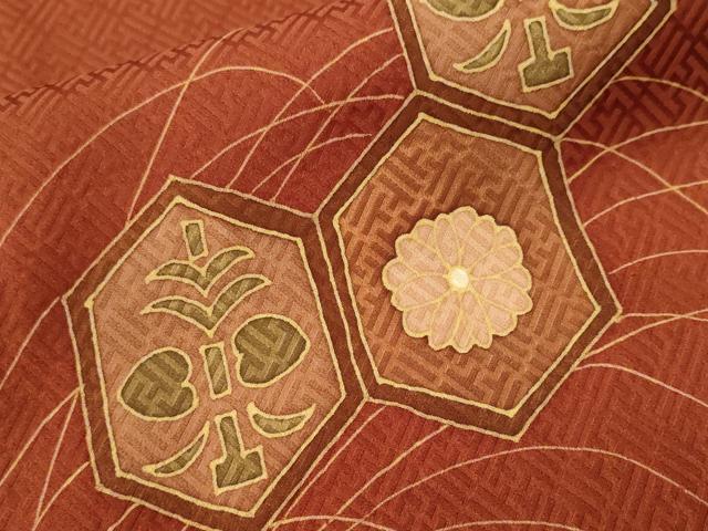 平和屋着物■訪問着 芒亀甲花文 金彩 正絹 逸品 CABJ2943ev