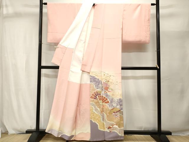 平和屋着物■豪華色留袖 道長貝桶檜扇文 暈し染め 金彩 正絹 逸品 CABJ2955ev