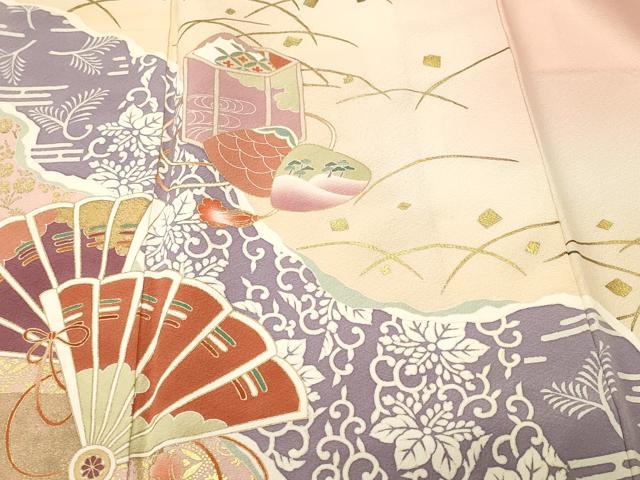 平和屋着物■豪華色留袖 道長貝桶檜扇文 暈し染め 金彩 正絹 逸品 CABJ2955ev