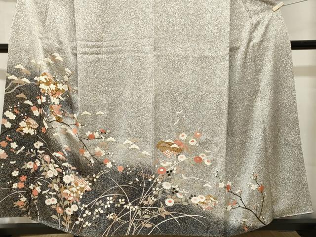 平和屋着物■訪問着 冊子枝花文 たたき染め 金彩 正絹 逸品 CABJ2956ev