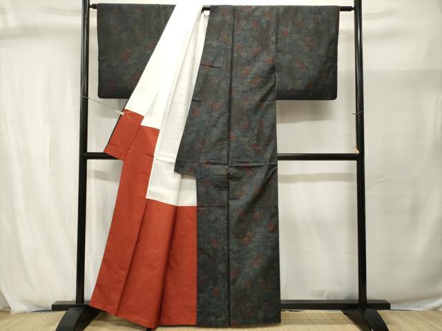 平和屋着物■本場大島紬 枝花文 正絹 逸品 CABJ2958ev