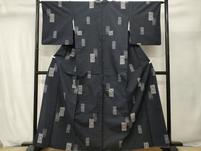 平和屋着物■上質な紬 色紙重ね花文 正絹 逸品 CABJ2963ev