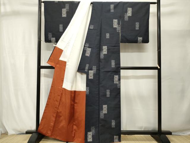 平和屋着物■上質な紬 色紙重ね花文 正絹 逸品 CABJ2963ev