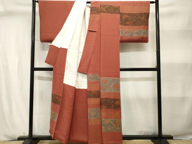 平和屋着物■訪問着 横段鳳凰草花文 金彩 鬼しぼ縮緬 正絹 逸品 CABJ2967ev
