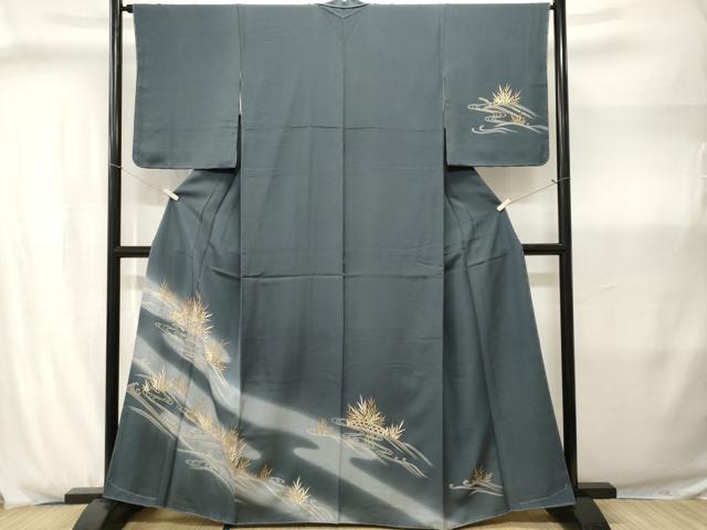 平和屋着物■訪問着 駒刺繍 流水籬草木文 暈し染め 金彩 正絹 逸品 CABJ2980ev