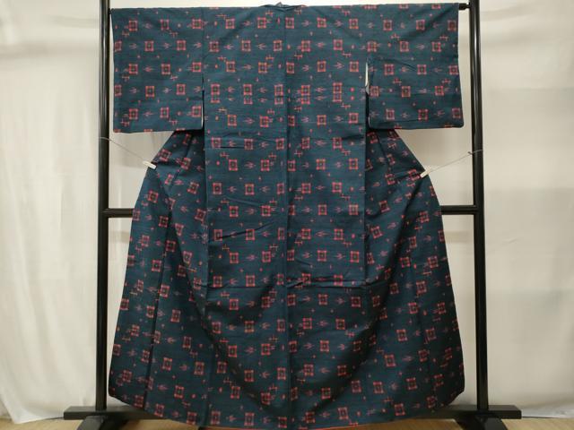 平和屋着物■上質な紬 琉球絣文様 やまと誂製 正絹 逸品 CABJ3000ev