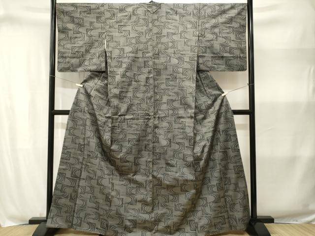 平和屋着物■上質な紬 抽象文 黒地 正絹 逸品 CABJ3001ev