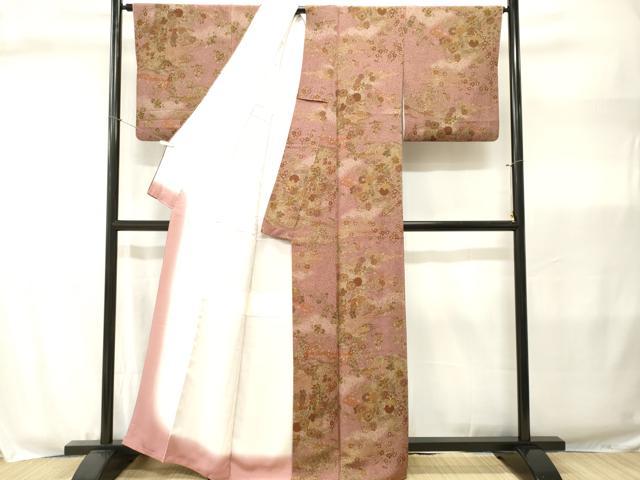 平和屋着物■上質な小紋 鹿の子流水草花文 鬼しぼ縮緬 正絹 逸品 CABJ3005ev