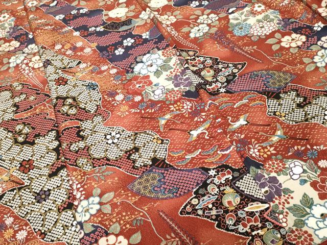 平和屋着物■上質な小紋 宝尽し飛鶴花蝶文 暈し染め 金彩 正絹 逸品 CABJ3022ev