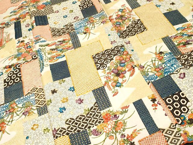平和屋着物■上質な小紋 色紙重ね松竹梅花文 正絹 逸品 CABJ3027ev