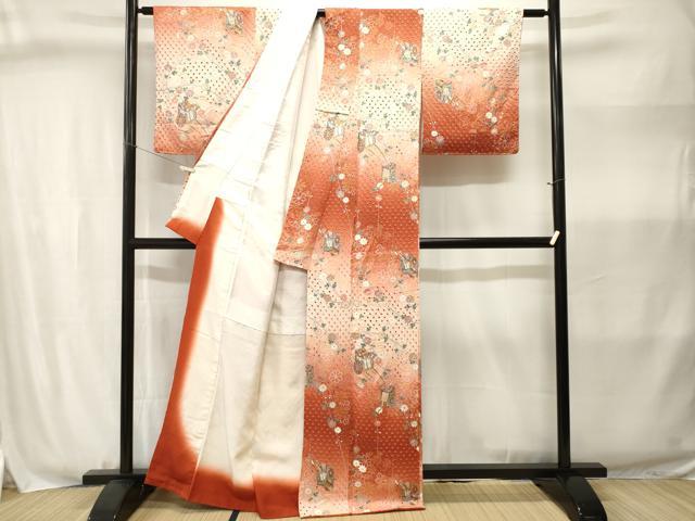 平和屋着物■訪問着 絞り 御所車枝垂れ花文 暈し染め 金銀彩 正絹 逸品 CABJ3029ev
