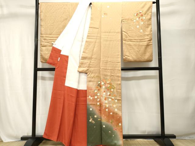 平和屋着物■豪華振袖 地紙重ね藤花房 舞花文 暈し染め 金彩 正絹 逸品 CABJ3039ev