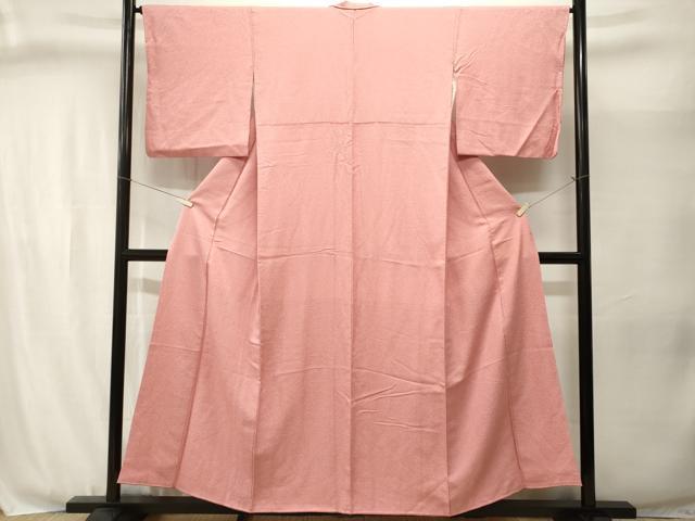 平和屋着物■上質な色無地 霞地紋 珊瑚色 正絹 逸品 CABJ3043ev