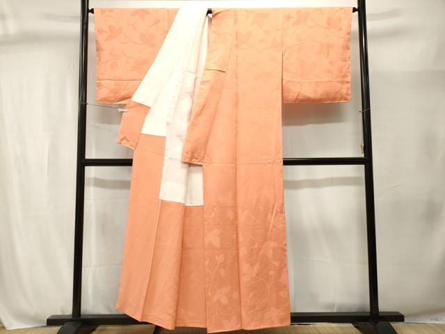 平和屋着物■上質な色無地 唐草地紋 深支子色 正絹 逸品 CABJ3051ev