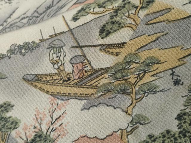 平和屋着物■上質な小紋 富士山 人物風景文 正絹 逸品 CABJ3068ev