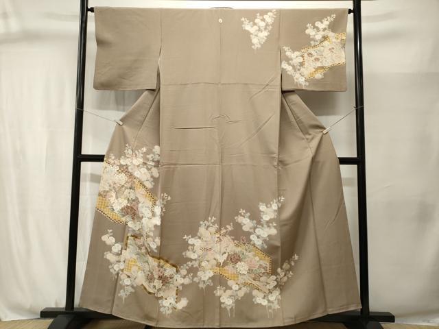 平和屋着物■訪問着 屏風花鳥文 孔雀 金彩 正絹 逸品 CABJ3069ev